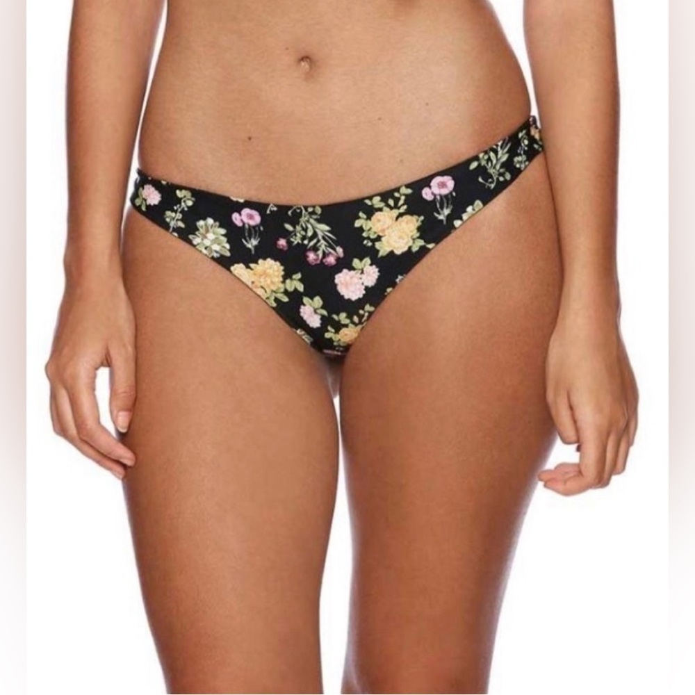 Beach Bunny Swimwear NWT Dani Skimpy Bikini Bottoms In Black Floral Size 14